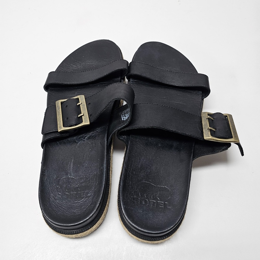 SOREL Women's Roaming‎ Slide Two Stripes Sandals Size 9.5 Black - Picture 3 of 6